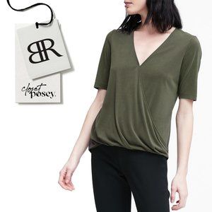 NWT . banana republic . wrap blouse . green . small
